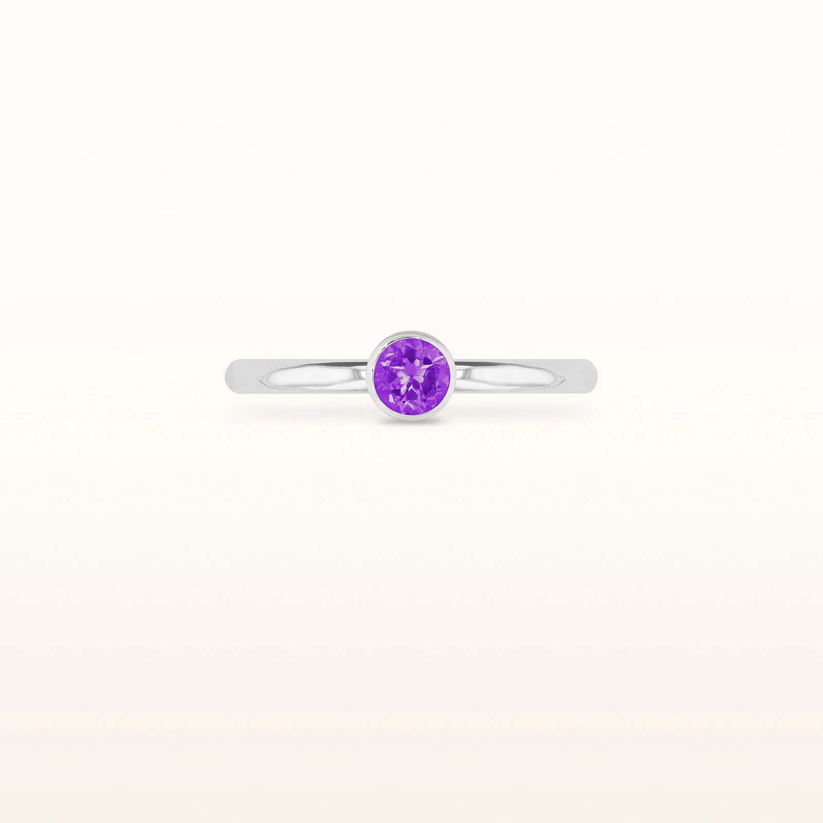 4.0 mm Round Gemstone or Diamond Stackable High Polish Ring in 14kt White Gold - Image 6