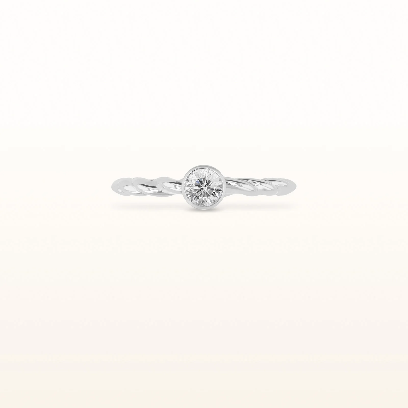 4.0 mm Round Gemstone or Diamond Stackable Rope Style Ring in 14kt White Gold - Image 10