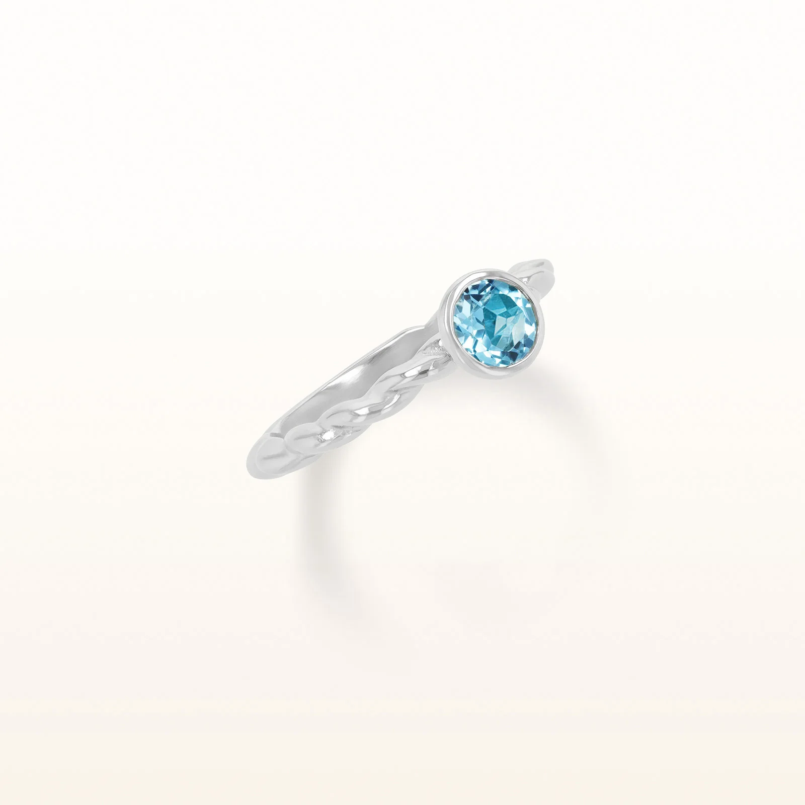 4.0 mm Round Gemstone or Diamond Stackable Rope Style Ring in 14kt White Gold - Image 3