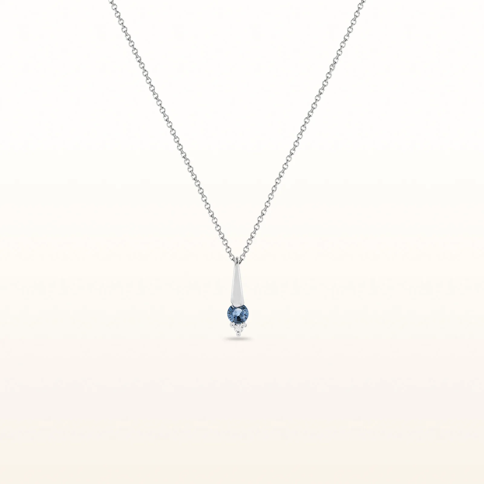 Round Sapphire Vertical Bar Pendant with Diamond Accent - Image 3