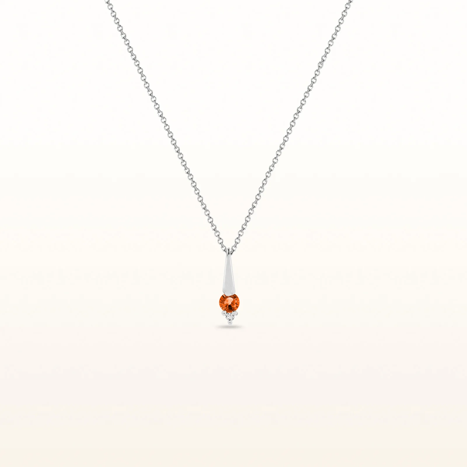 Round Sapphire Vertical Bar Pendant with Diamond Accent - Image 4