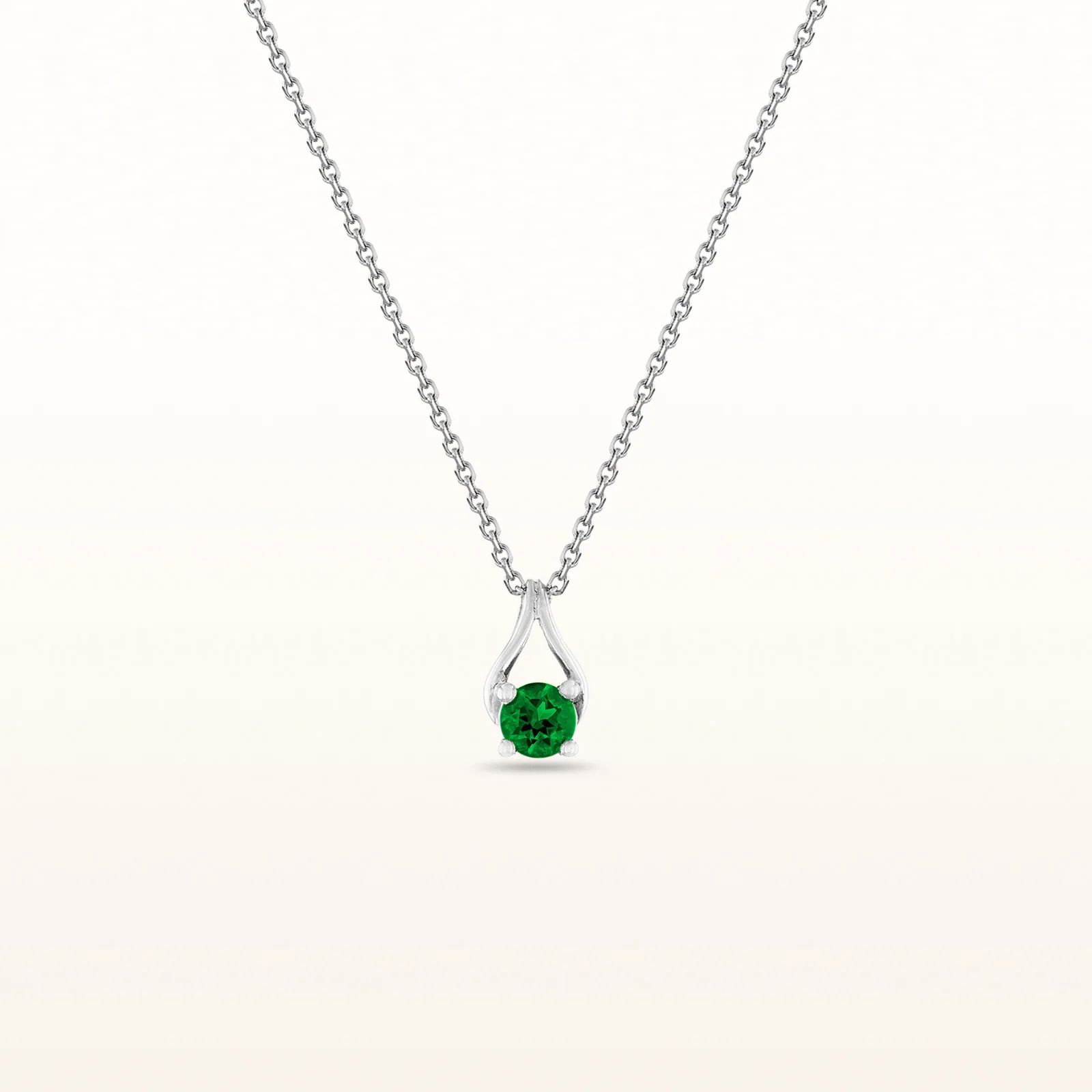 4.0 mm Round Gemstone Wishbone Pendant in 14kt White Gold - Image 12