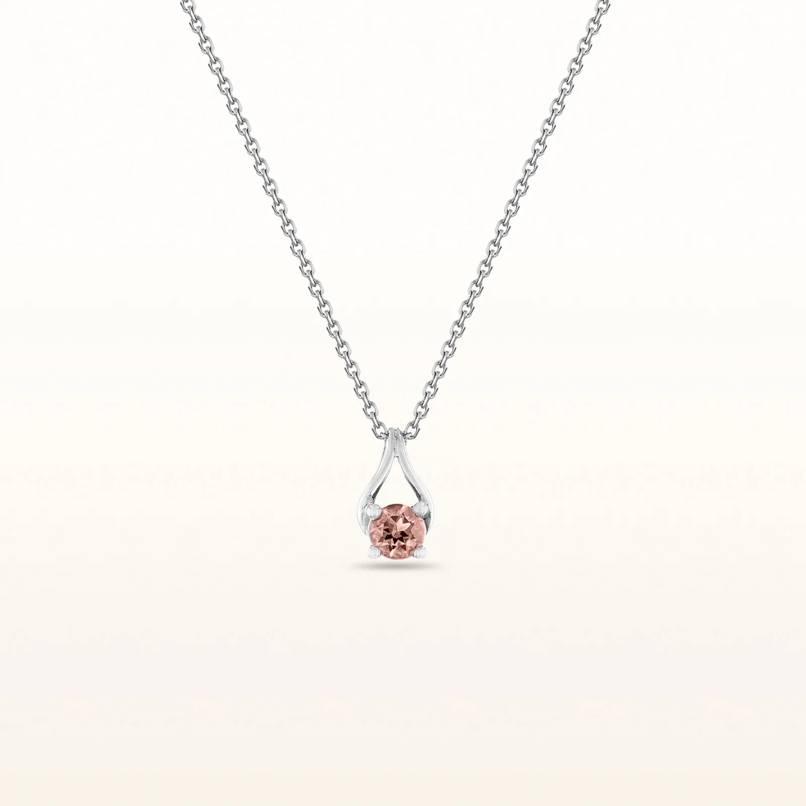 4.0 mm Round Gemstone Wishbone Pendant in 14kt White Gold - Image 7