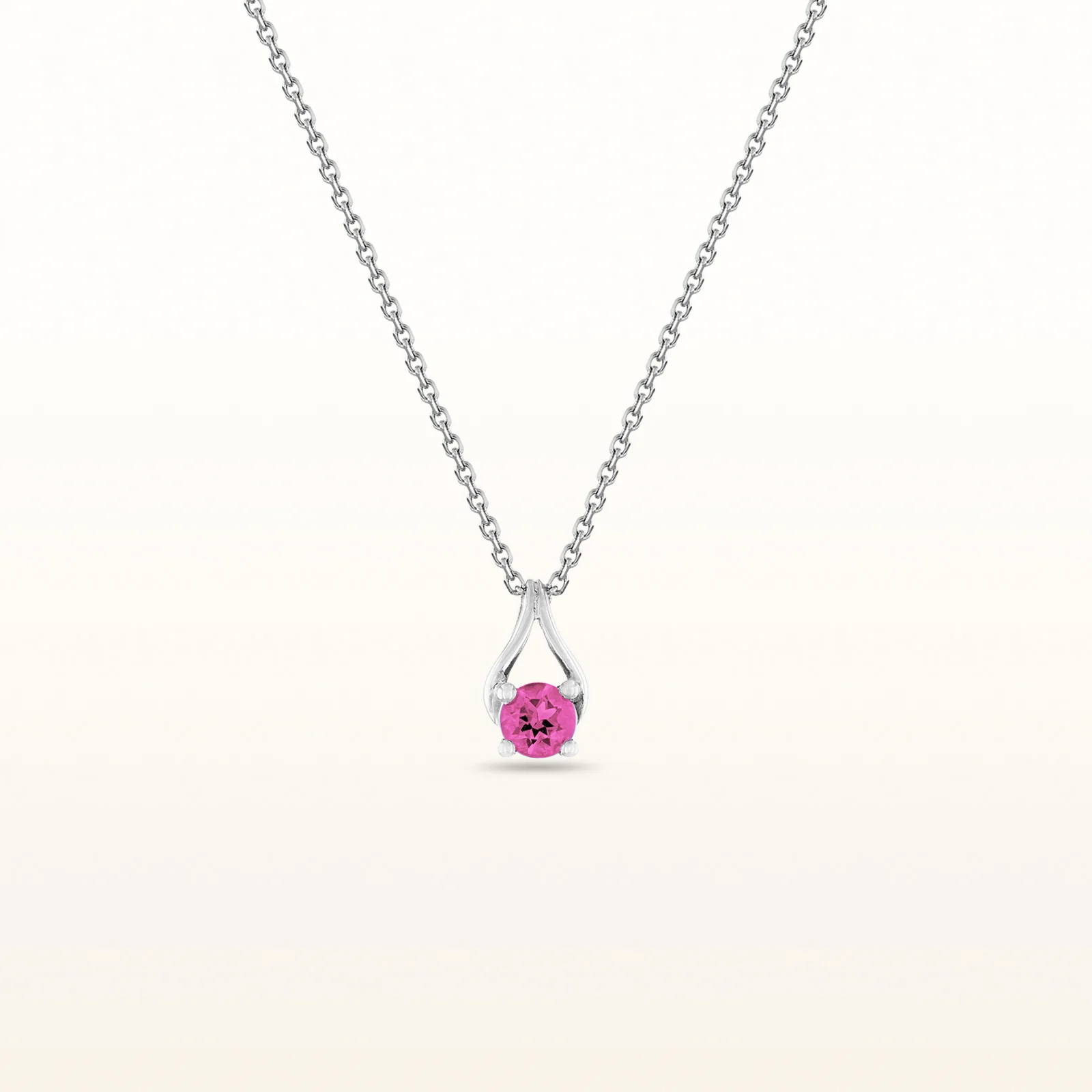 4.0 mm Round Gemstone Wishbone Pendant in 14kt White Gold - Image 8