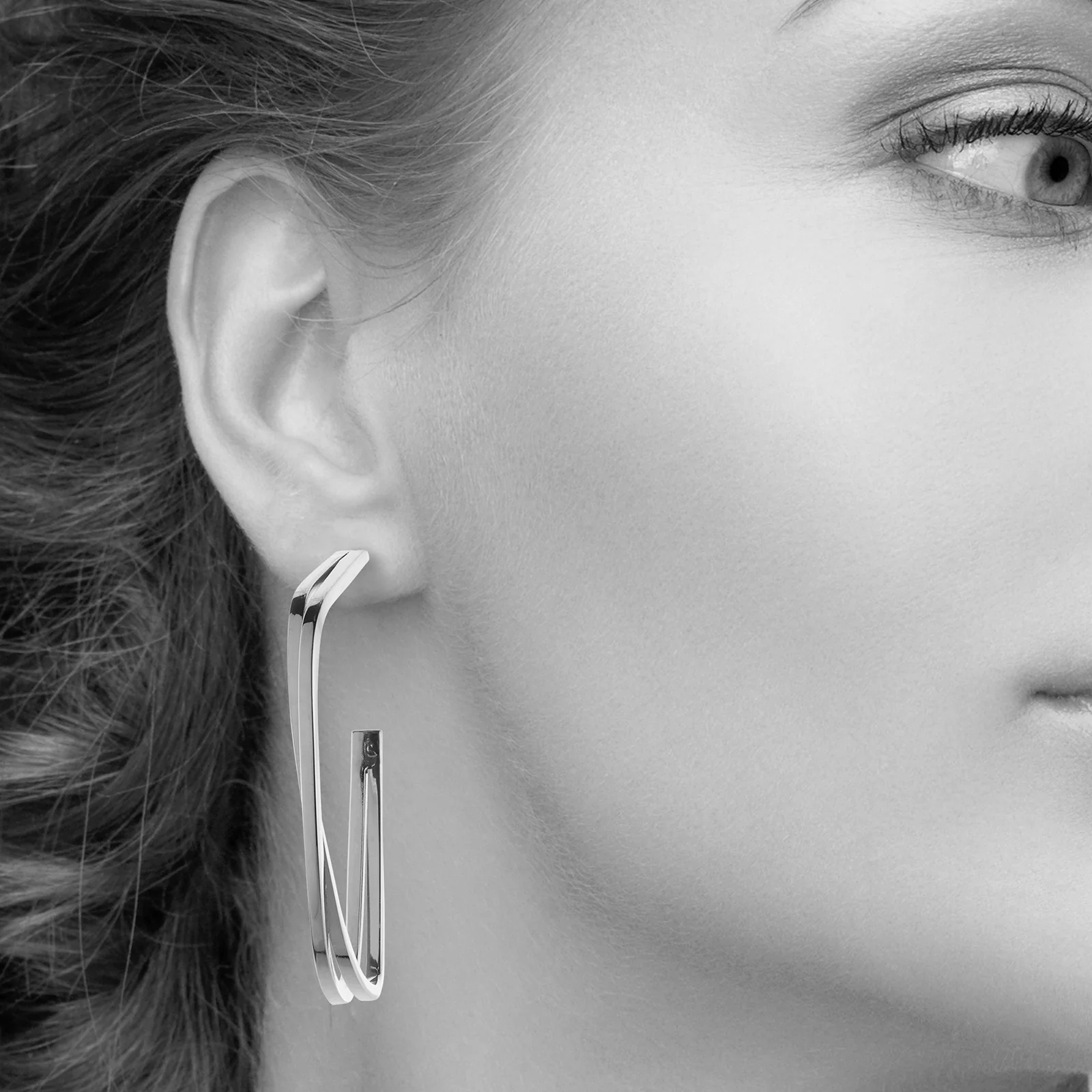 Sterling Silver Bent Hoop Earrings - Image 5