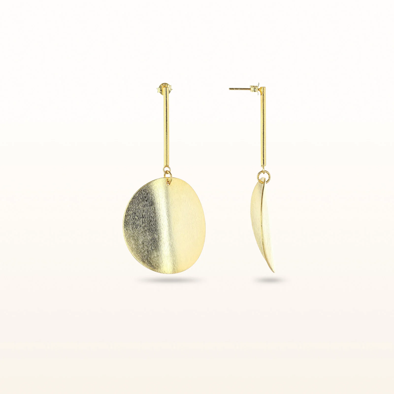 Sterling Silver Curved Disc Drop Earrings - Image 7