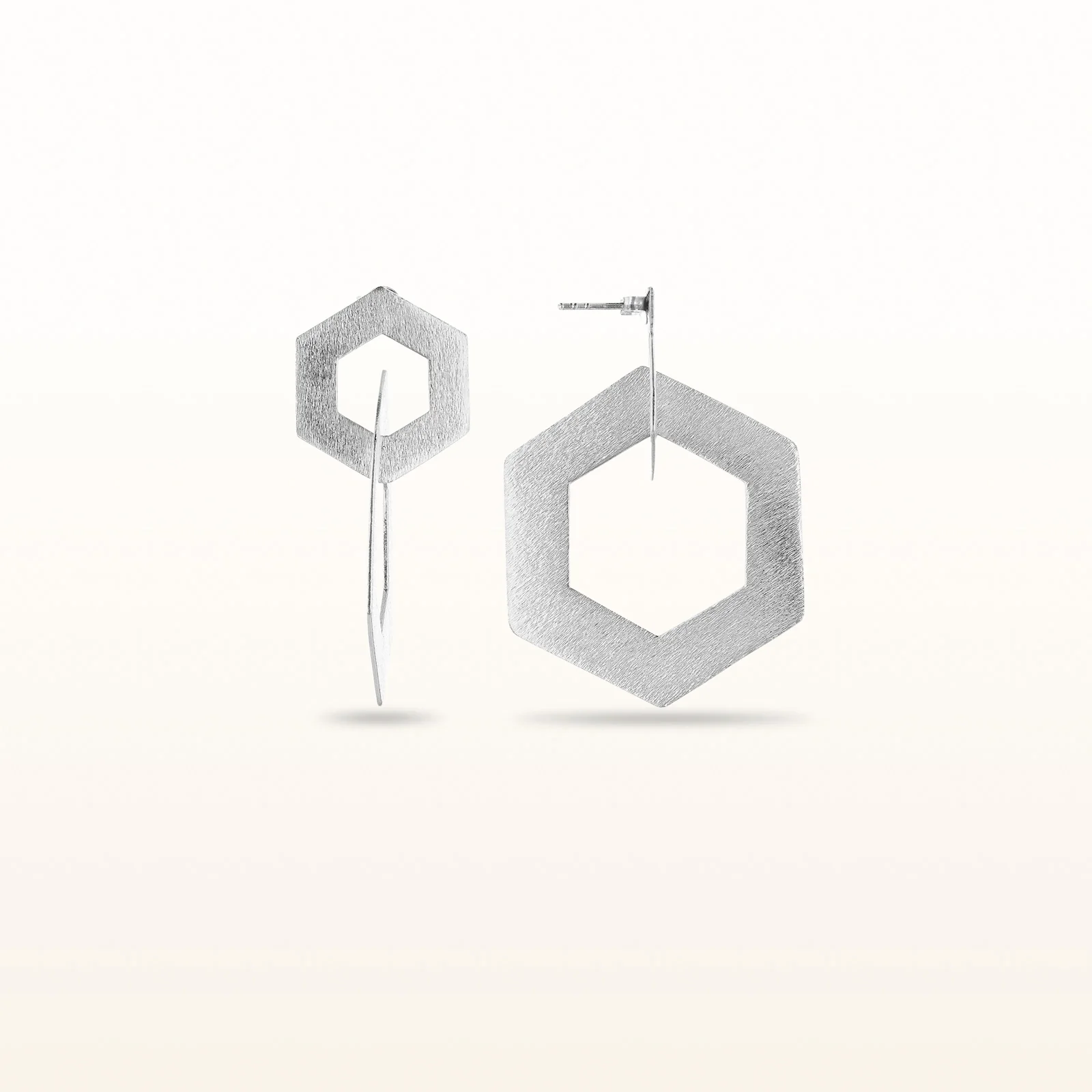 Sterling Silver Interlocked Hexagon Earrings - Image 6