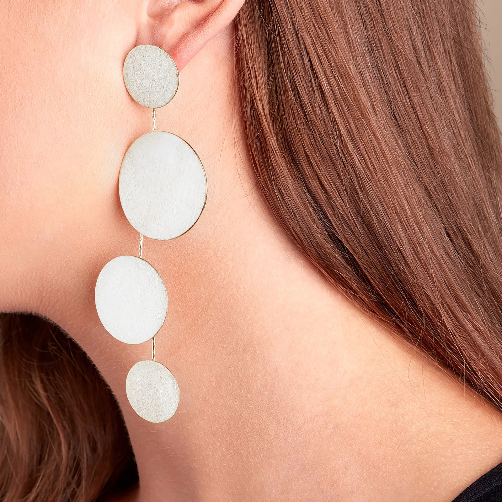 Sterling Silver Large Disc Drop Earrings - Image 5