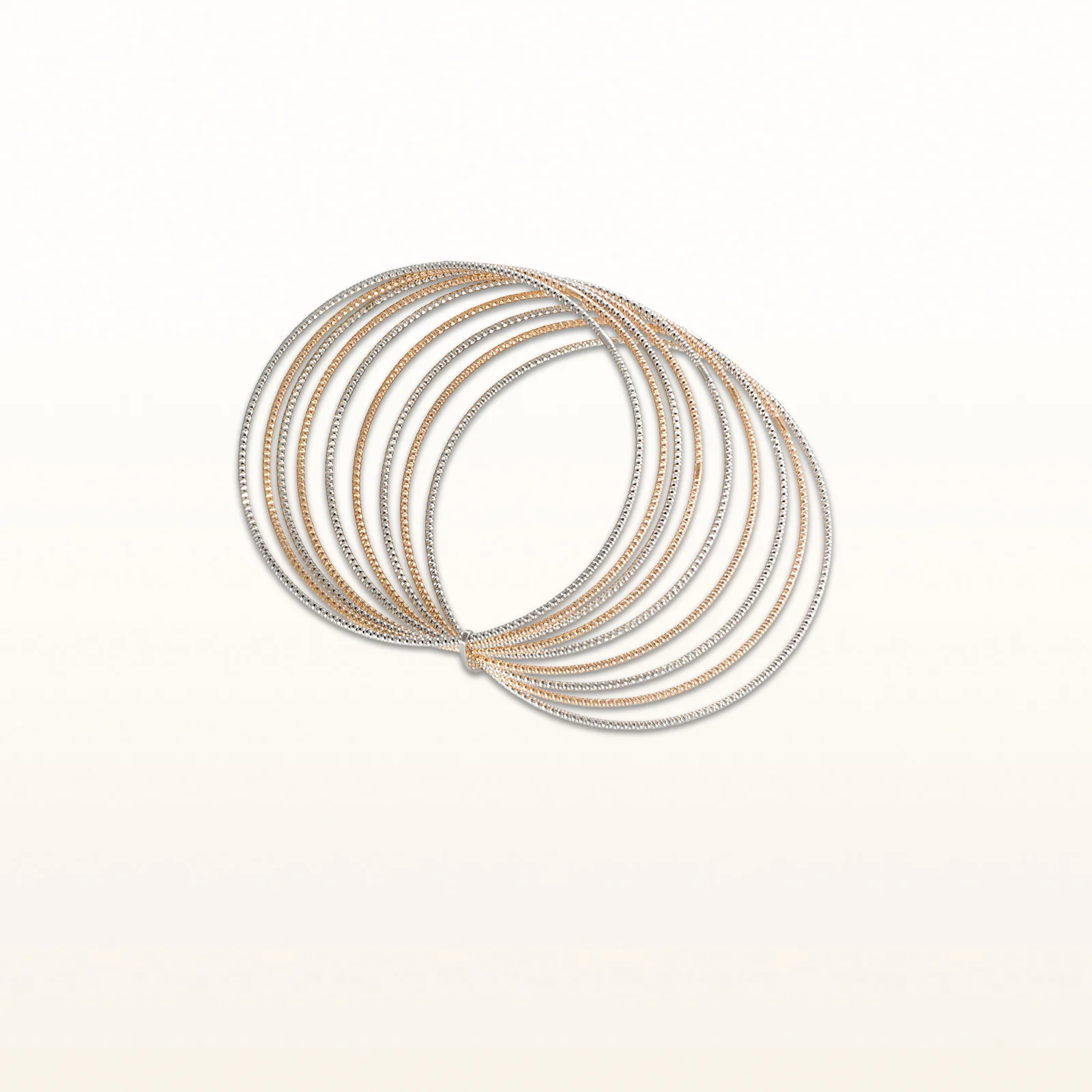 Two-Tone 925 Sterling Silver 9-Row Bangle Bracelet - Image 3