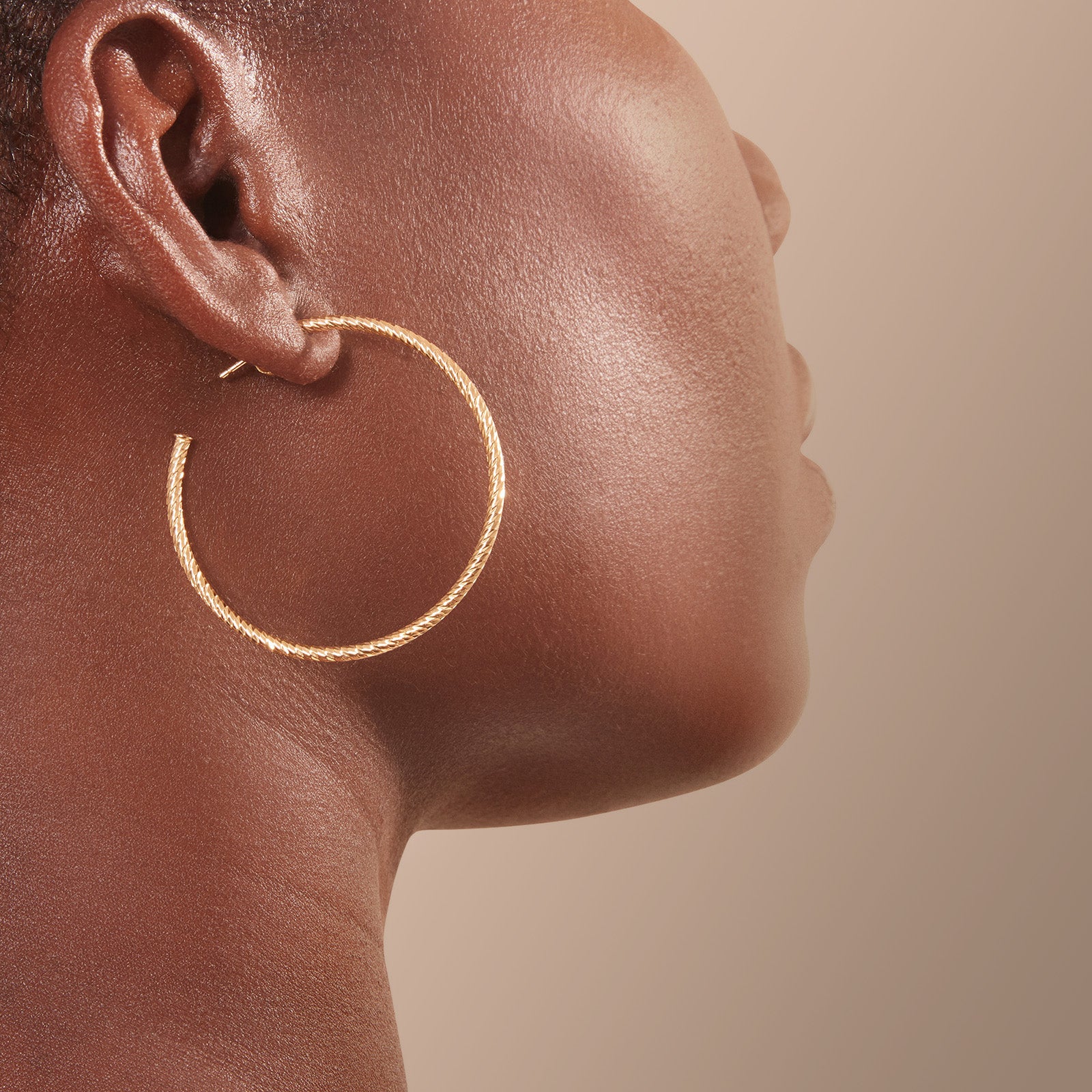 Yellow Gold Plated 925 Sterling Silver 1.7-Inch Diamond Cut Hoop Earrings - Image 4