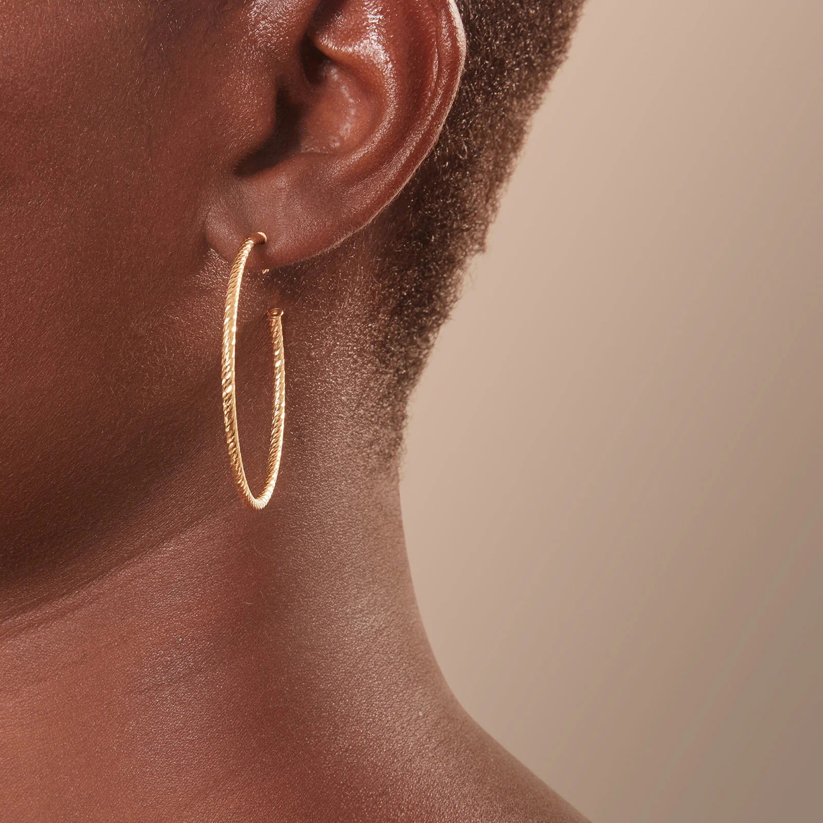 Yellow Gold Plated 925 Sterling Silver 1.7-Inch Diamond Cut Hoop Earrings - Image 5